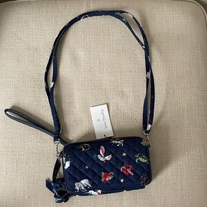 NWT: Vera Bradley Navy Crossbody Bag with Snow Globe Motifs